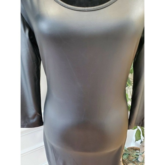 Swoon Women's Solid Black Polyester Scoop Neck Long Sleeve Knee Length Dress M - Picture 3 of 10